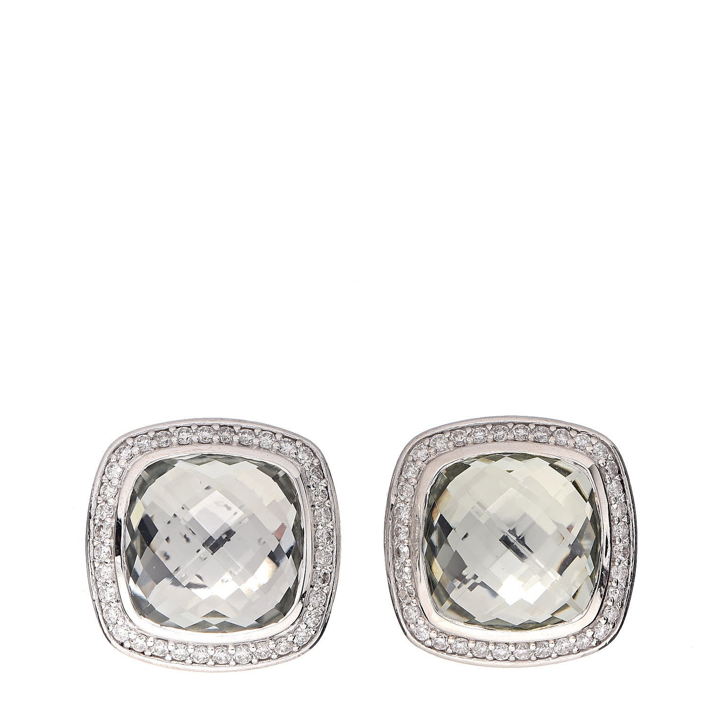 Sterling Silver Diamond Prasiolite 11mm Albion Earrings