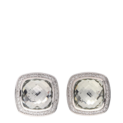 David Yurman Sterling Silver Diamond Prasiolite 11mm Albion Earrings 1 of 4
