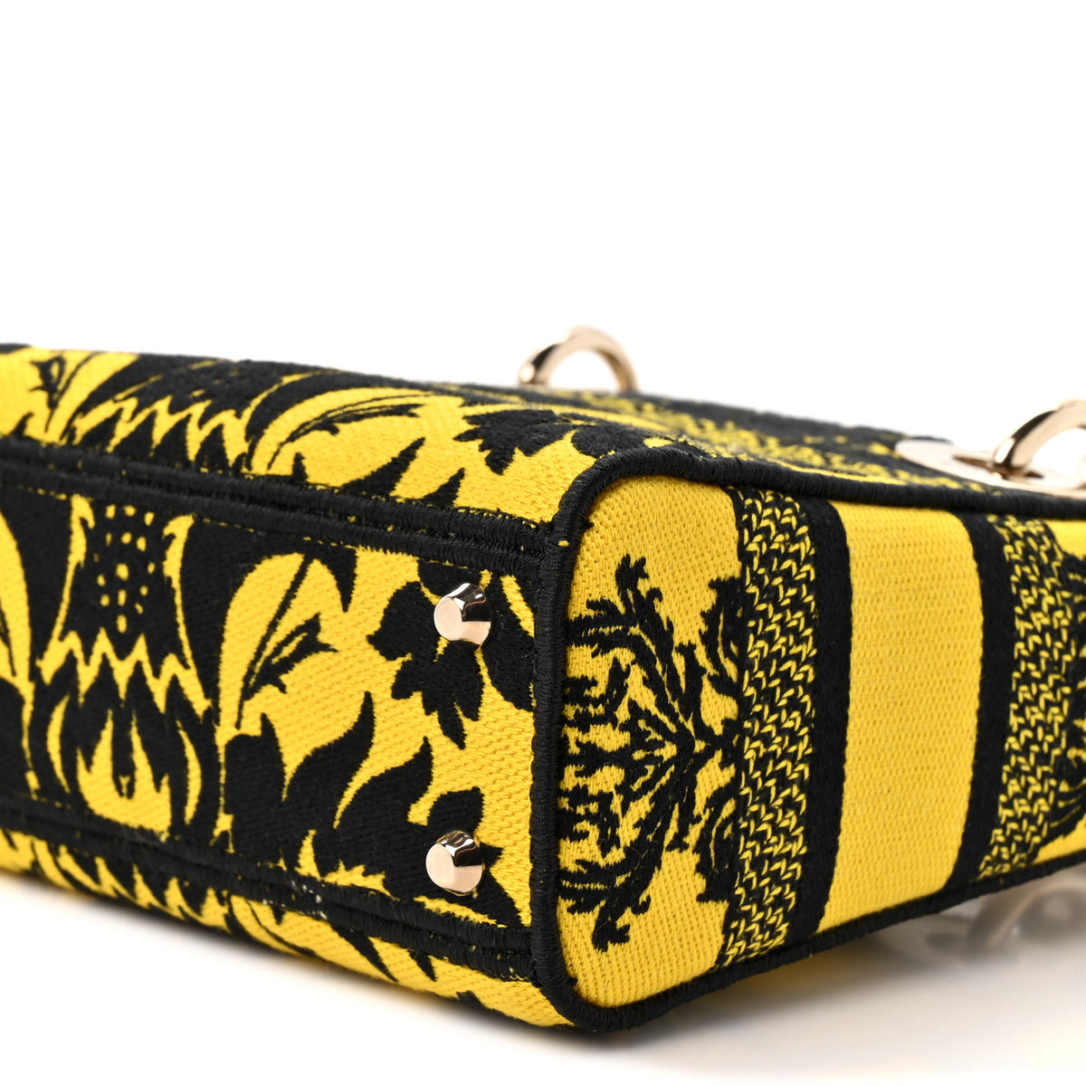 Canvas Petites Fleurs Embroidered Mini Lady D-Lite Black Yellow