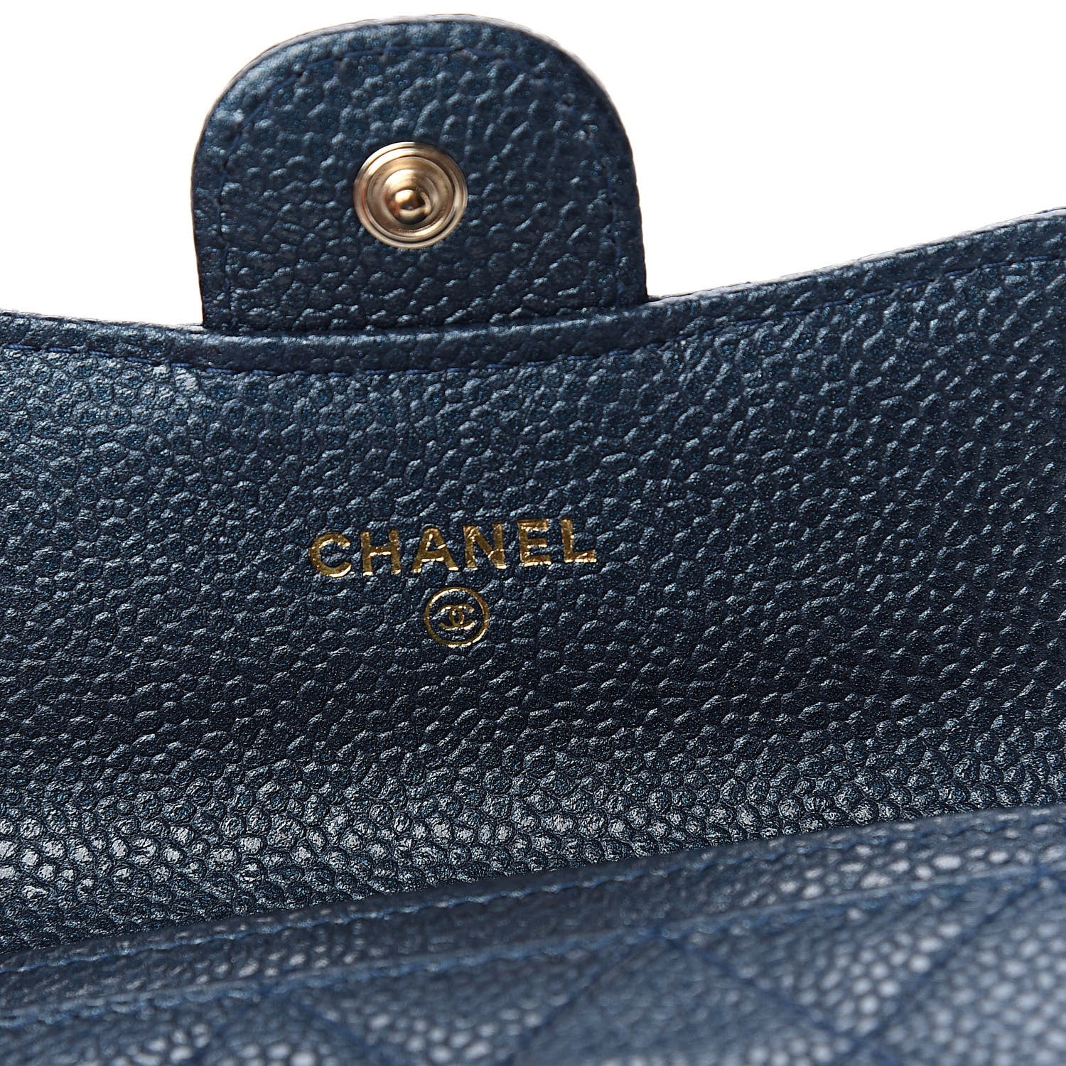 Chanel Metallic Caviar Quilted Flap Card Holder Dark Blue 6 of 9