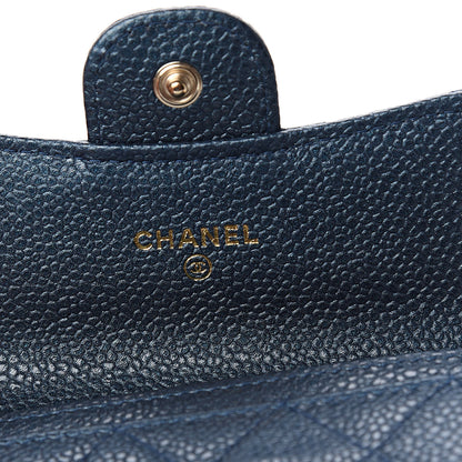 Chanel Metallic Caviar Quilted Flap Card Holder Dark Blue 6 of 9