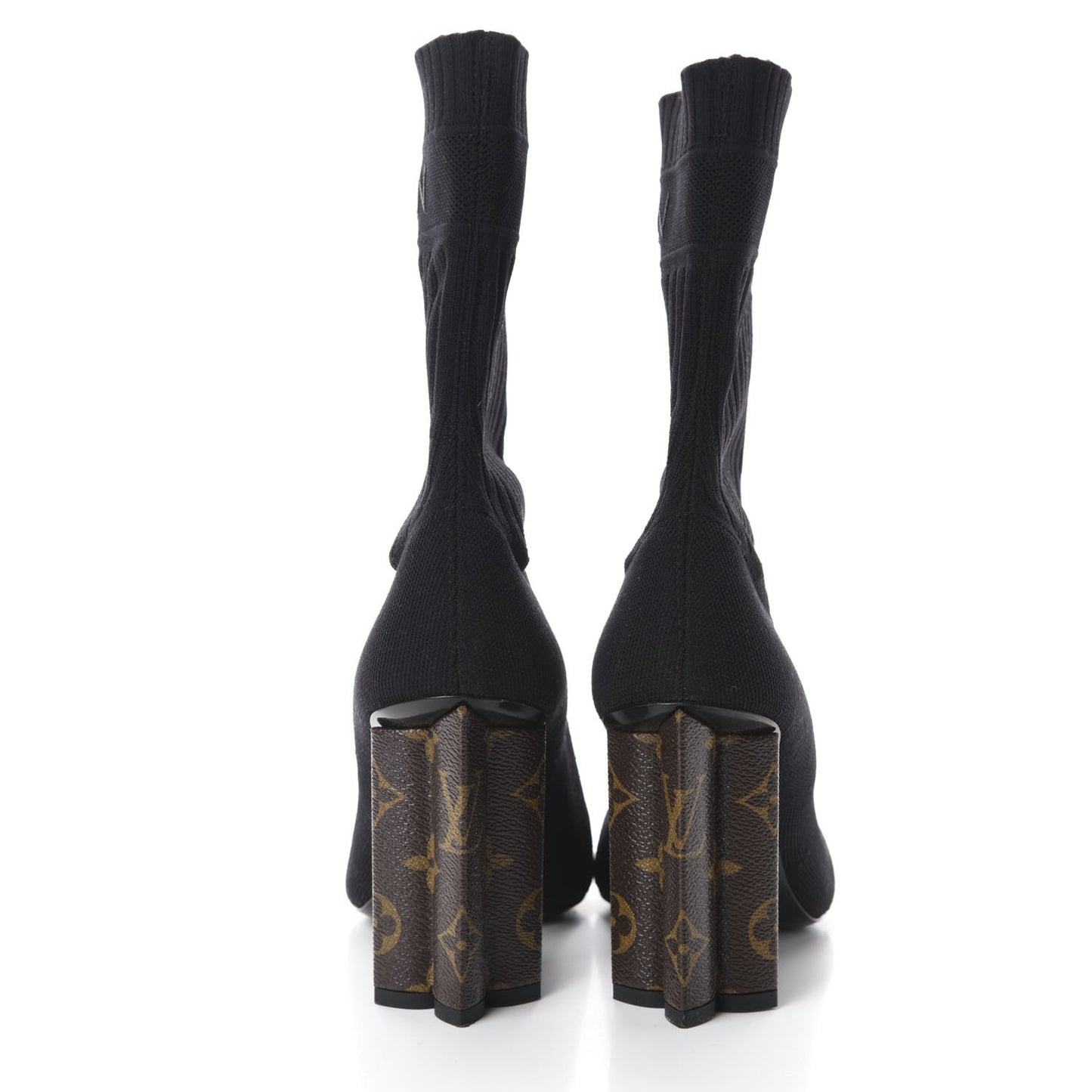 Monogram Stretch Fabric Silhouette Ankle Boots 38 Black