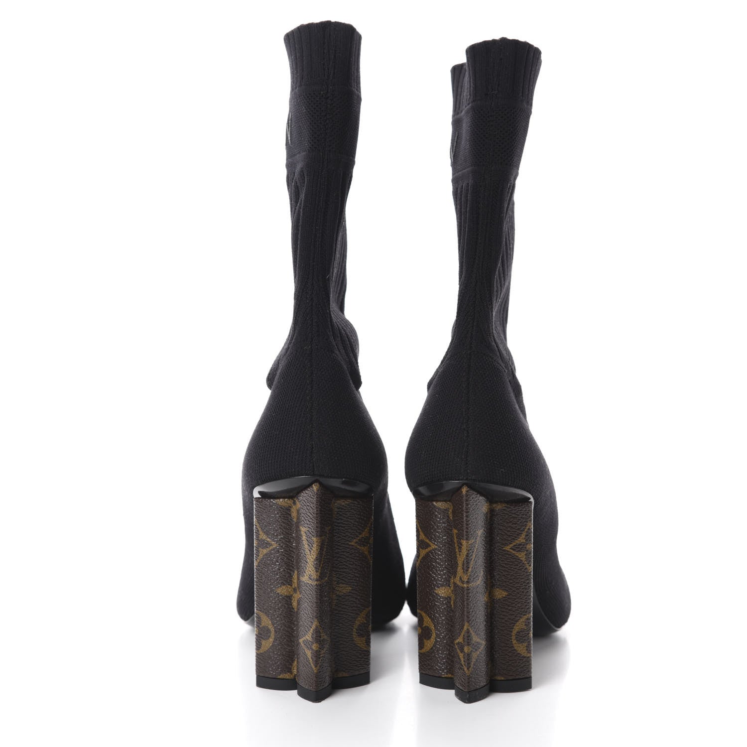 Louis Vuitton Monogram Stretch Fabric Silhouette Ankle Boots 38 Black 5 of 8