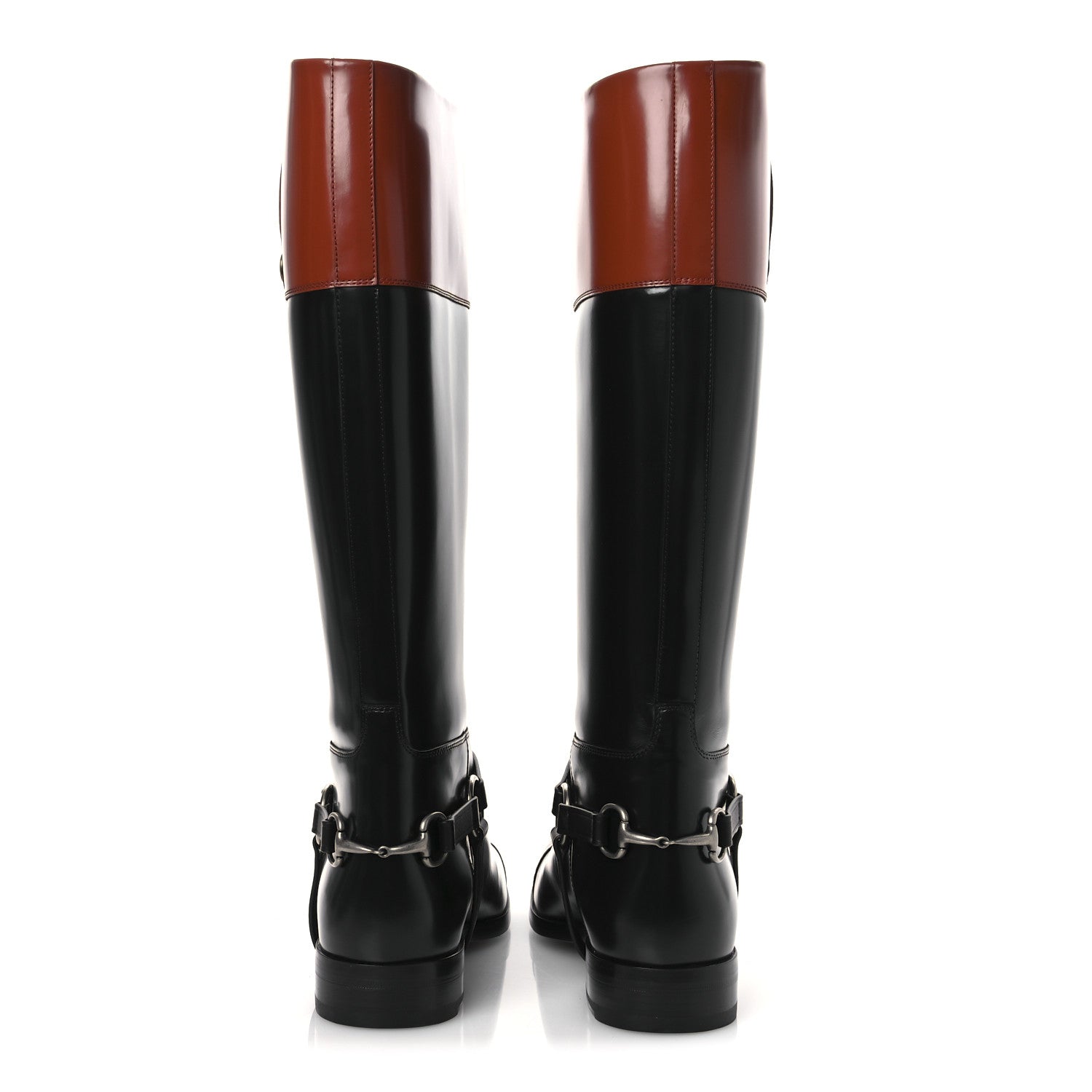 Gucci Cordovan Lux Mens Zelda Harness Riding Boots 10.5 Black Amber Honey 14 of 24