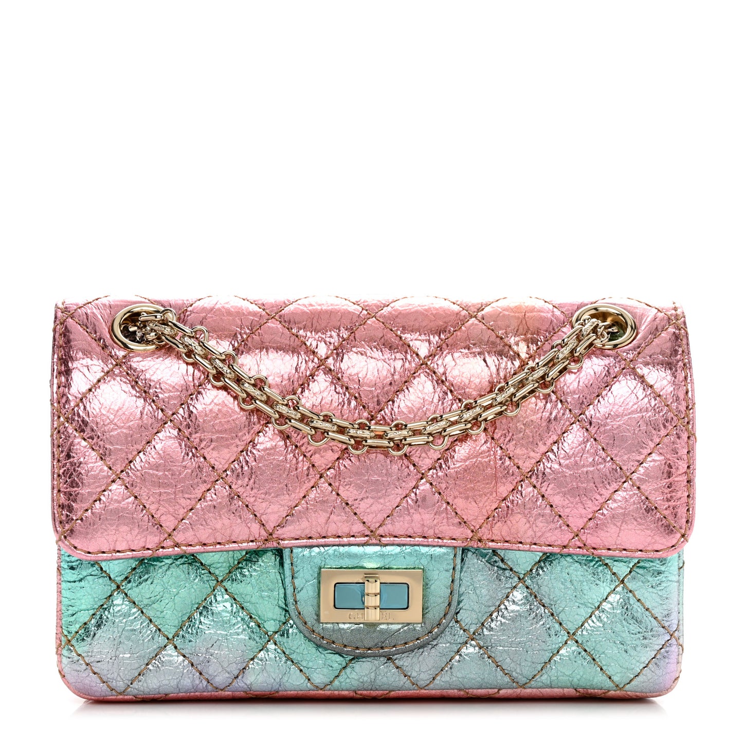 Metallic Goatskin Quilted Mini 2.55 Reissue Flap Multicolor