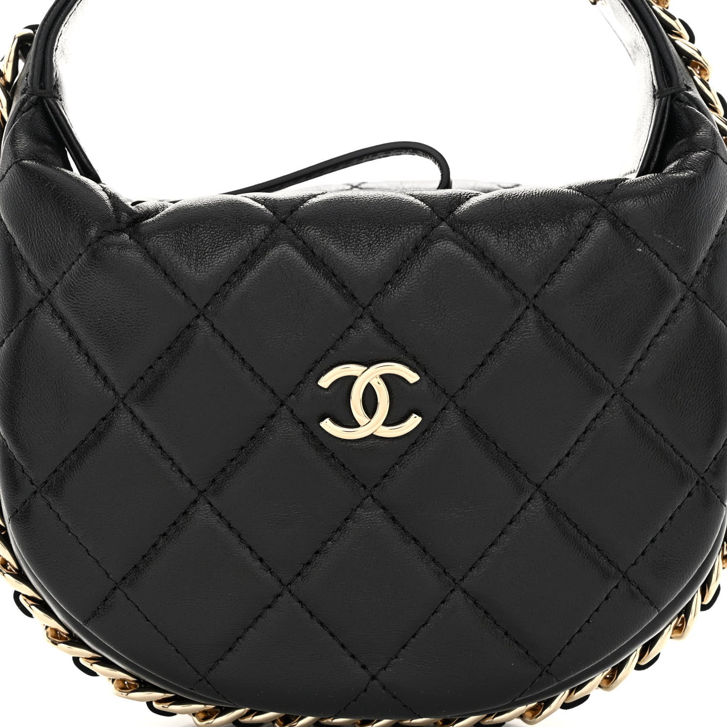 Chanel Lambskin Quilted Chain Around Pouch Black 5 of 9