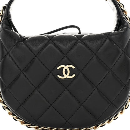 Chanel Lambskin Quilted Chain Around Pouch Black 5 of 9