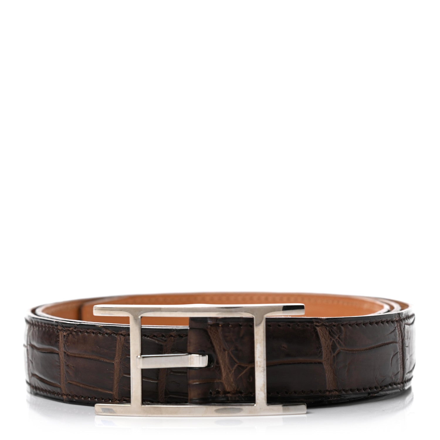 Hermes Matte Porosus Crocodile 32mm Belt 95 Chocolate 1 of 4