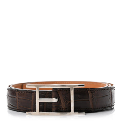 Hermes Matte Porosus Crocodile 32mm Belt 95 Chocolate 1 of 4
