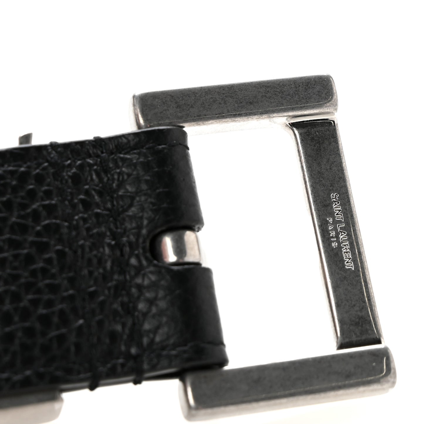 Grained Calfskin Monogram Cassandre Square Buckle Belt 85 34 Black