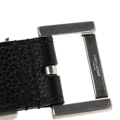 Saint Laurent Grained Calfskin Monogram Cassandre Square Buckle Belt 85 34 Black 8 of 8