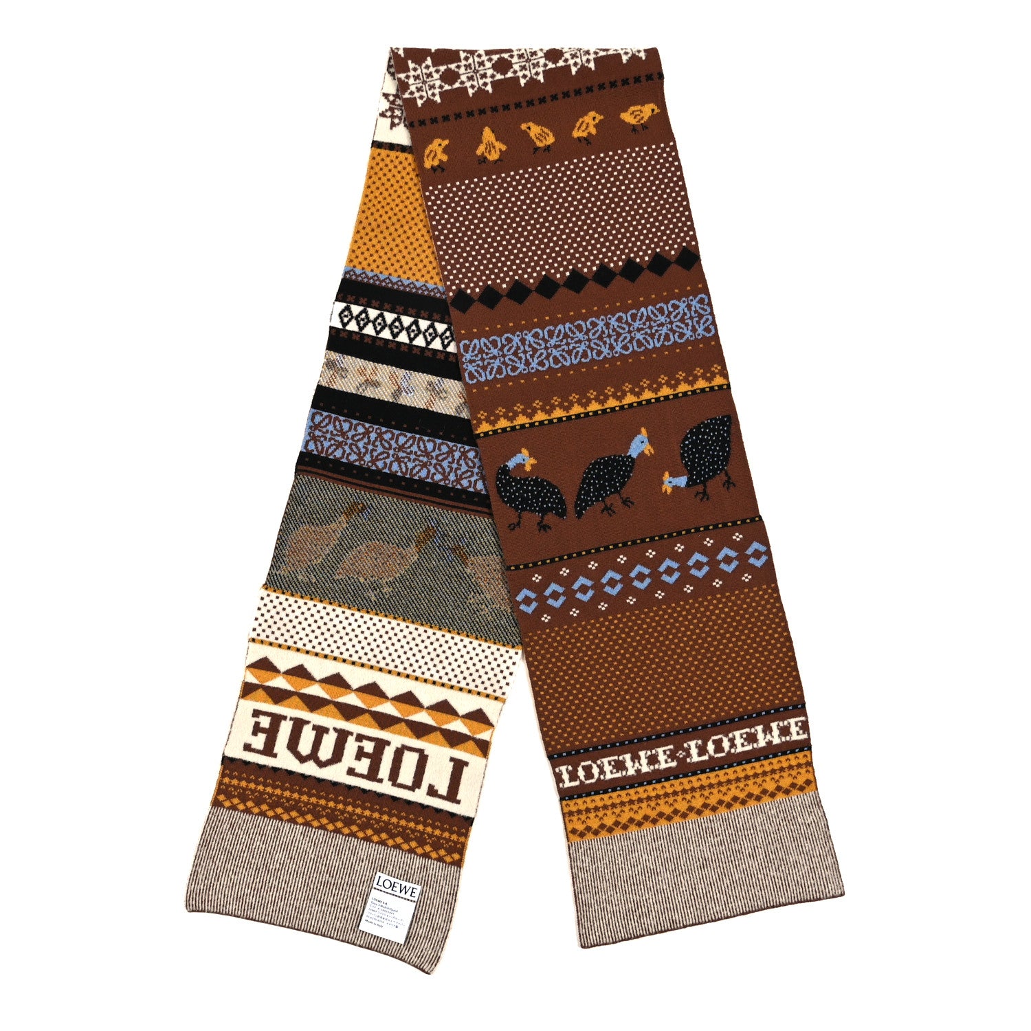 Loewe X SUNA FUJITA Wool Pintade Jacquard Scarf Brown 2 of 3