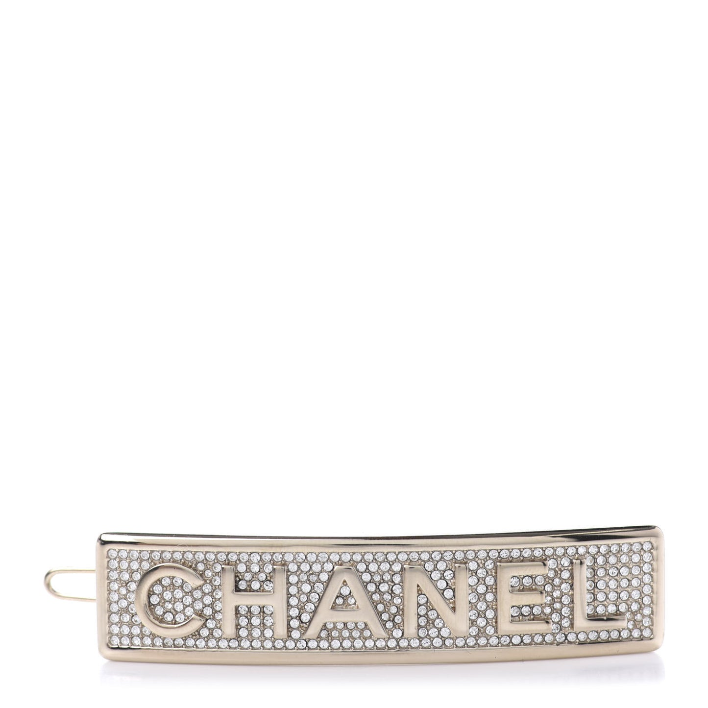 Metal Crystal Logo Hair Clip Gold