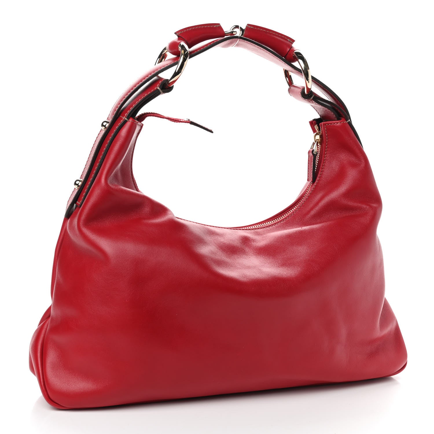 Gucci Calfskin Medium Horsebit Chain Hobo Red 2 of 9