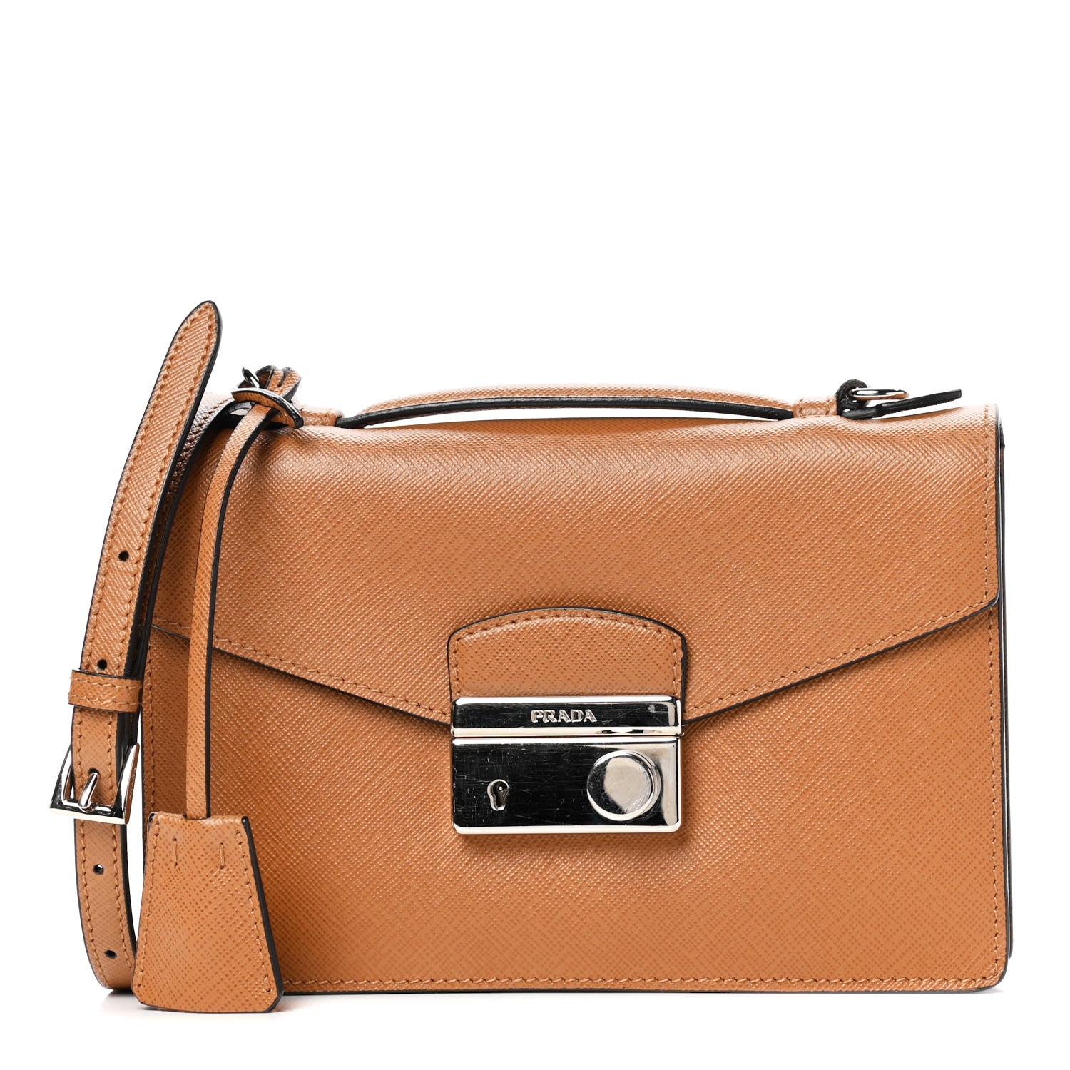 Prada Saffiano Sound Convertible Bag Caramel 1 of 4