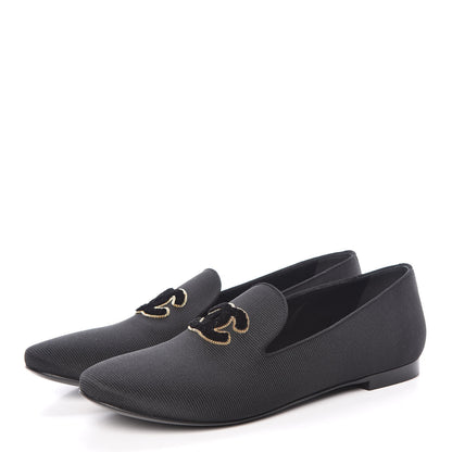Chanel Stretch Fabric CC Moccasin Loafers 40 Black 3 of 9