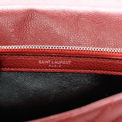 Saint Laurent Grained Calfskin Matelasse Chevron Monogram Medium College Bag Rouge 6 of 9