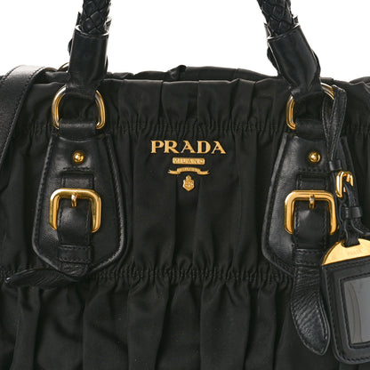 Prada Tessuto Nylon Nappa Braided Gaufre Shopping Satchel Black 7 of 12