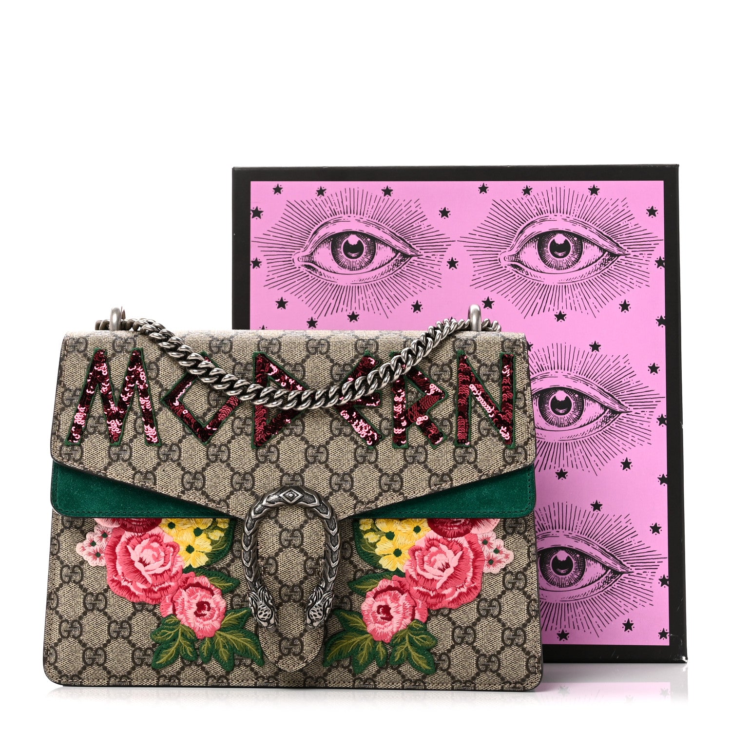 Gucci GG Supreme Monogram Embroidered Medium Dionysus Shoulder Bag Emerald 11 of 11
