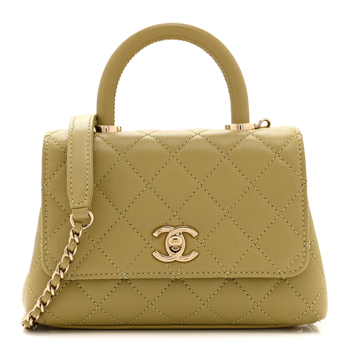 Chanel Caviar Quilted Extra Mini Coco Handle Flap Light Green 1 of 10