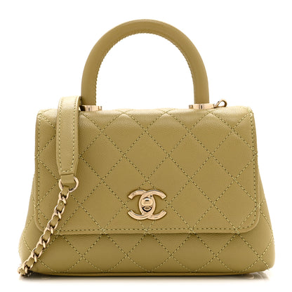 Chanel Caviar Quilted Extra Mini Coco Handle Flap Light Green 1 of 10