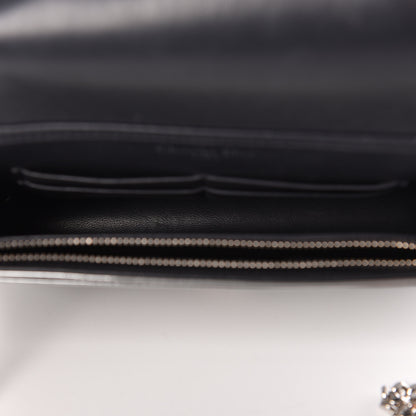 Christian Dior Metallic Patent Micro-Cannage Diorama Wallet on Chain Pouch Silver 7 of 9