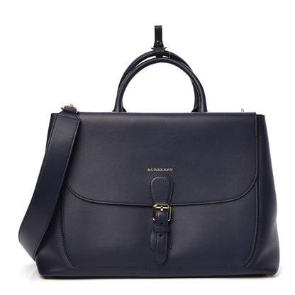 Burberry Smooth Bonded Calfskin Large Saddle Tote Blue Carbon 1 of 7