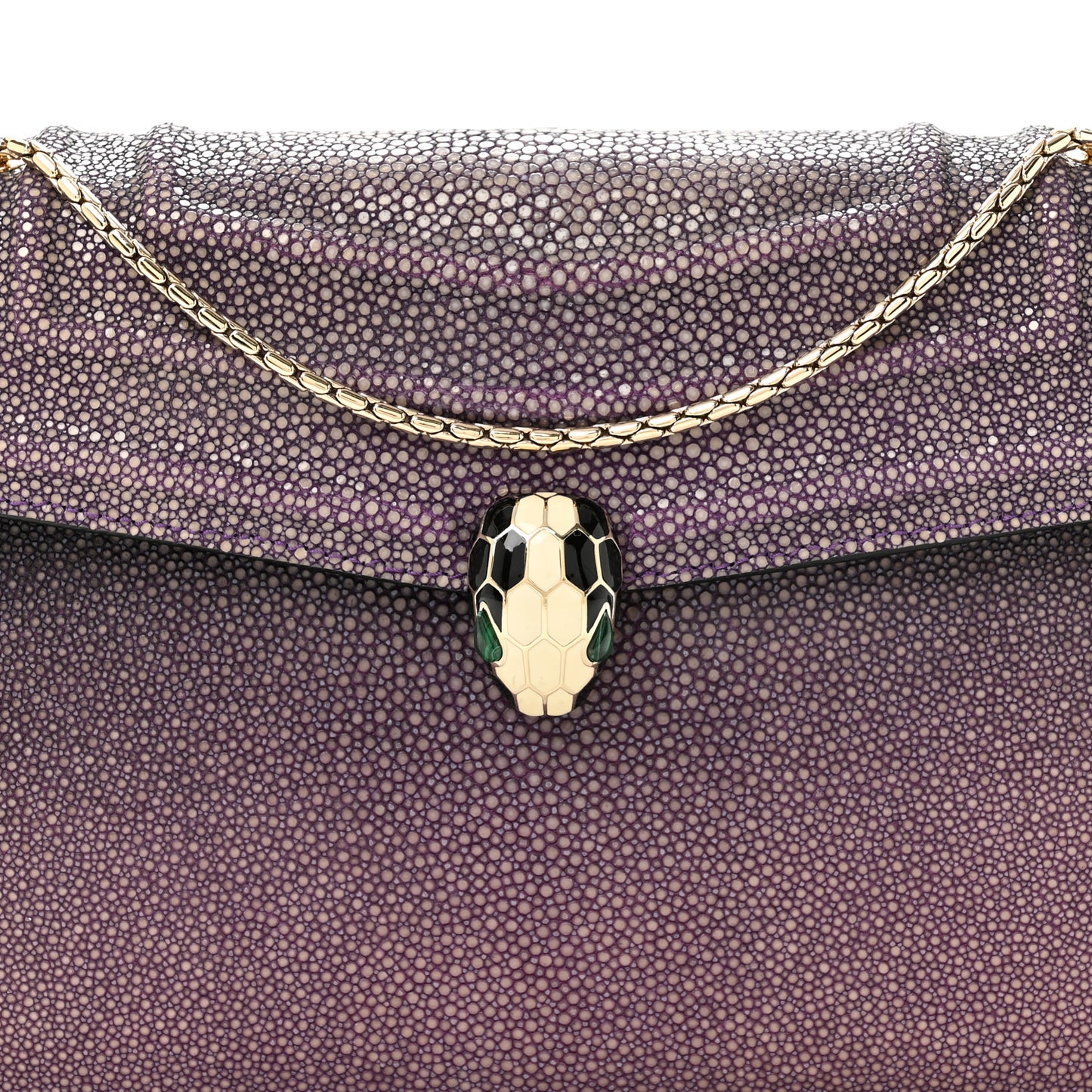 Calfskin Galuchat Serpenti Forever Shoulder Bag Purple