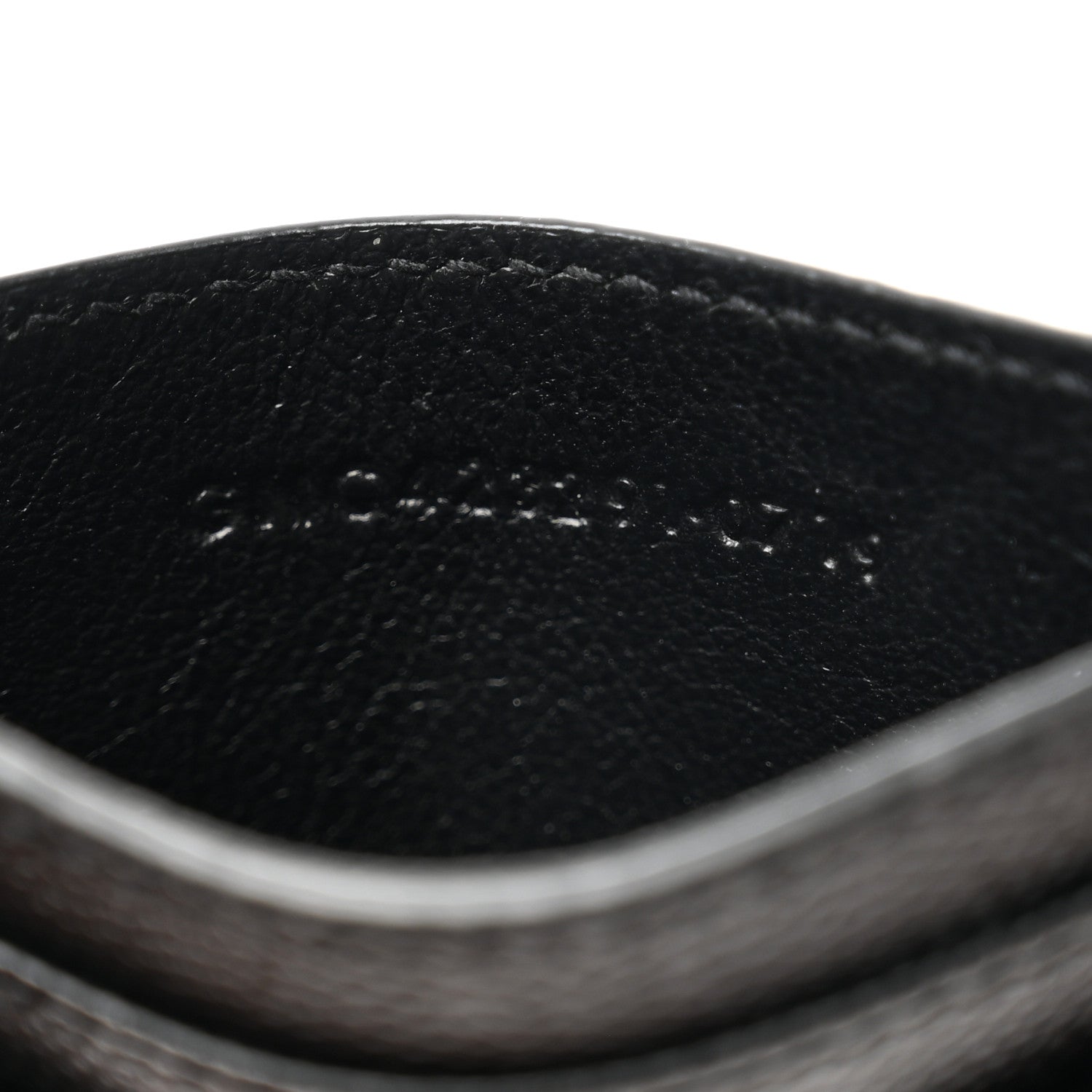 Saint Laurent Grain De Poudre Matelasse Chevron Monochrome Monogram Credit Card Case Black 7 of 8