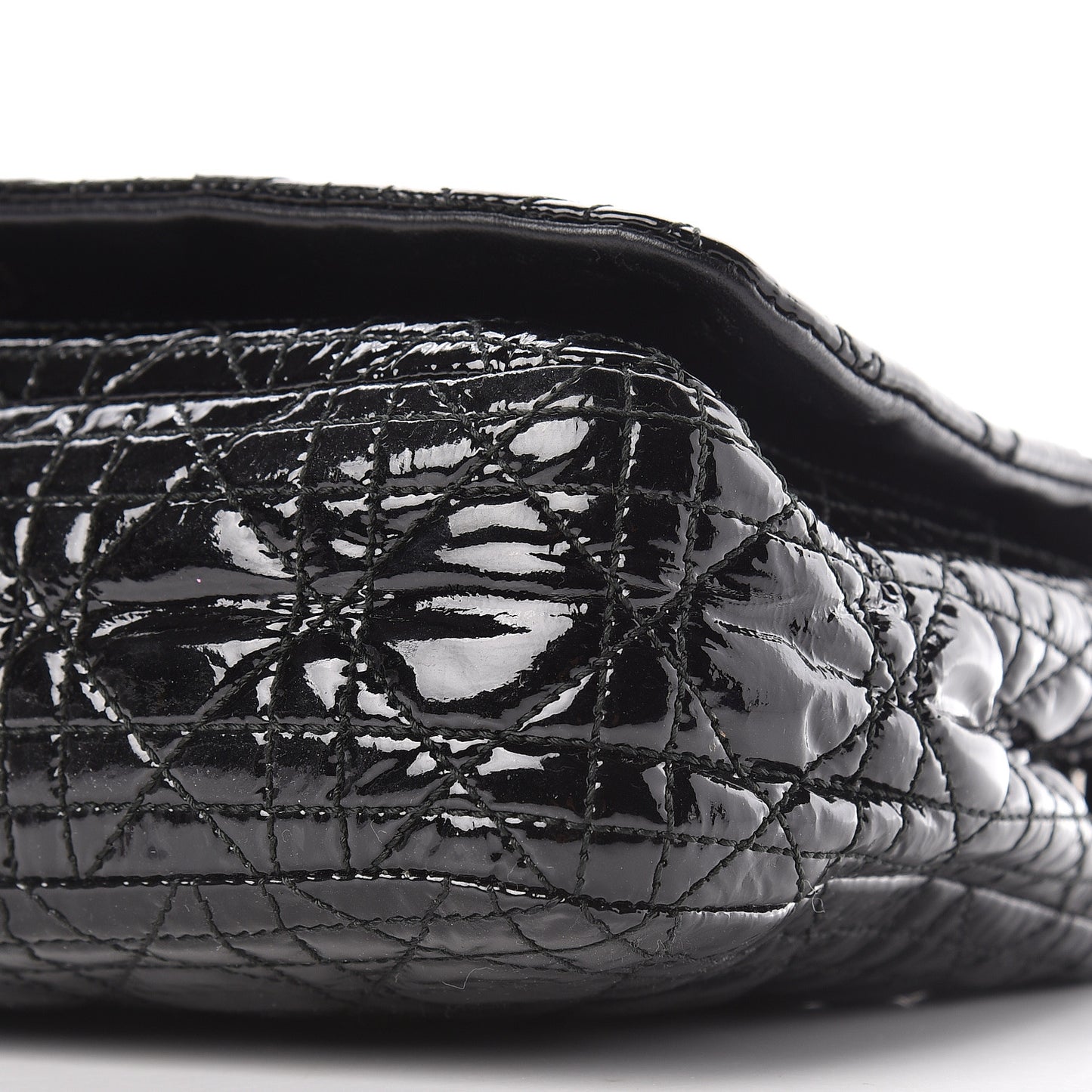 Patent Lambskin Cannage Rendezvous Flap Black