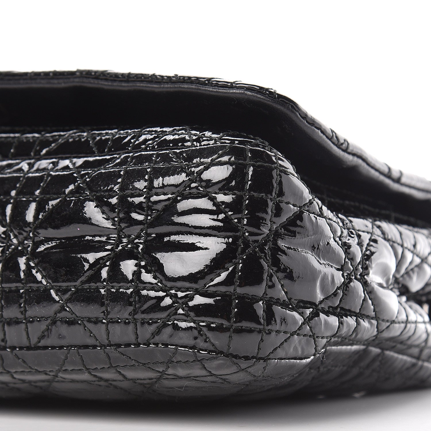 Christian Dior Patent Lambskin Cannage Rendezvous Flap Black 9 of 12