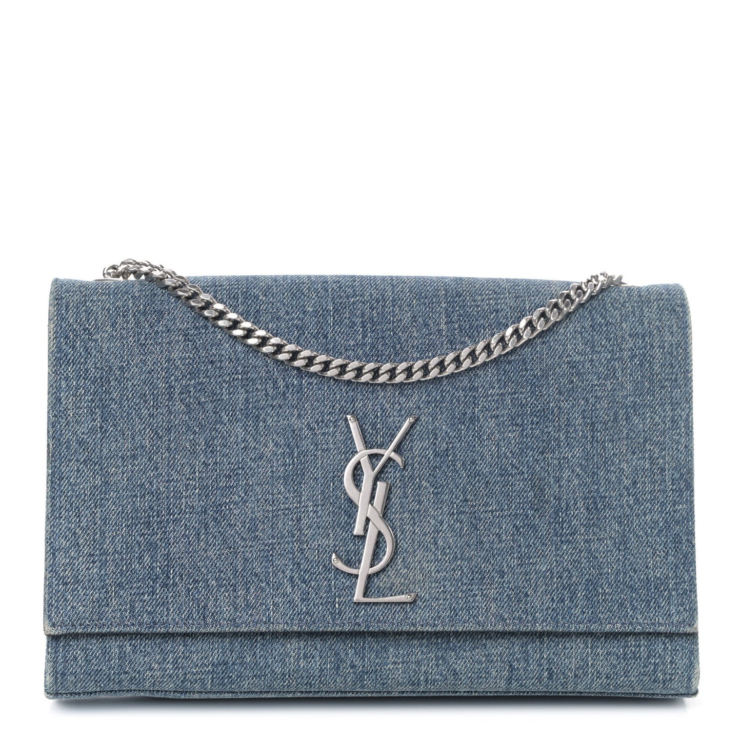 Denim Medium Classic Monogram Kate Satchel Light Blue