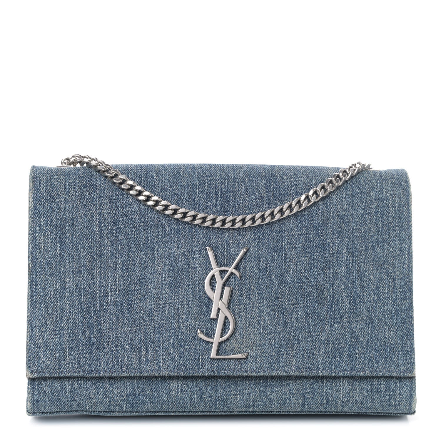 Saint Laurent Denim Medium Classic Monogram Kate Satchel Light Blue 1 of 4