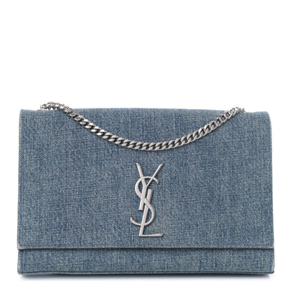 Saint Laurent Denim Medium Classic Monogram Kate Satchel Light Blue 1 of 4