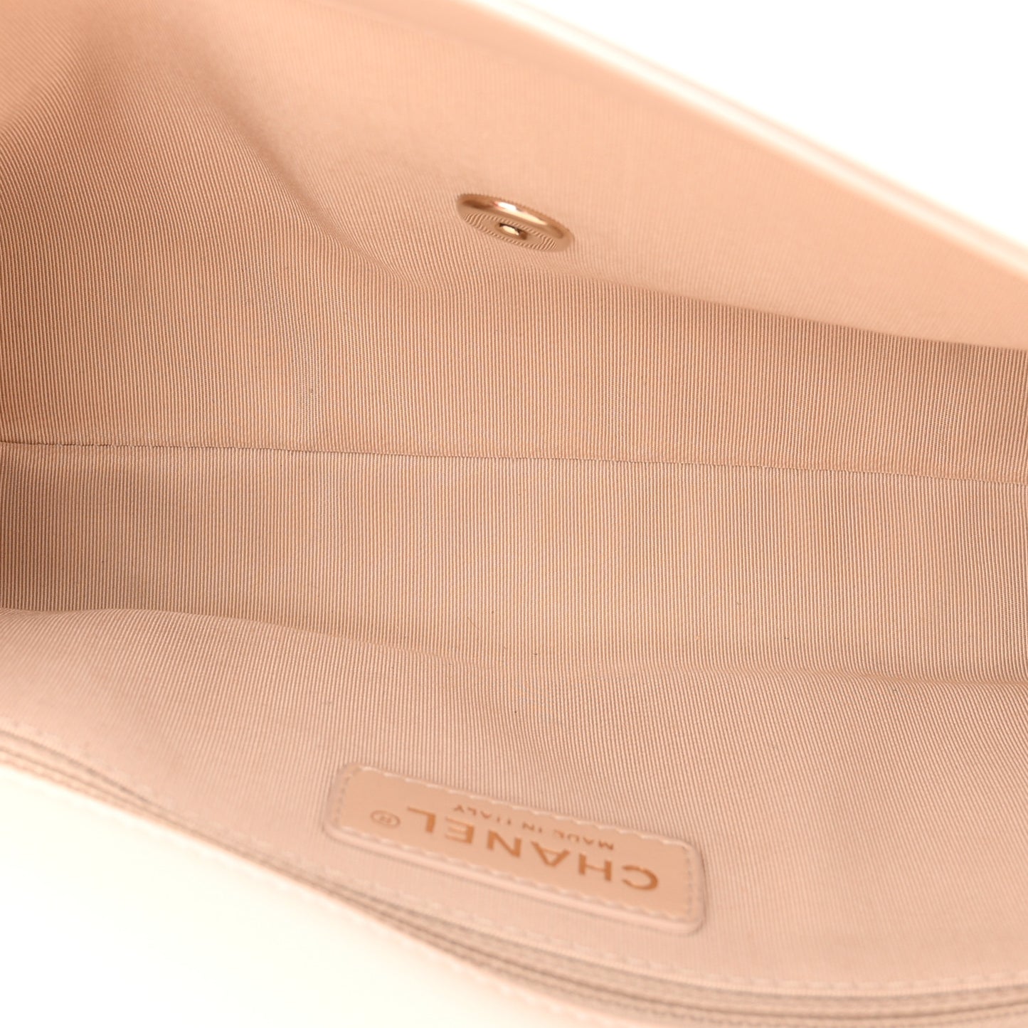 Calfskin Stitched Medium Covered CC Flap Bag Beige