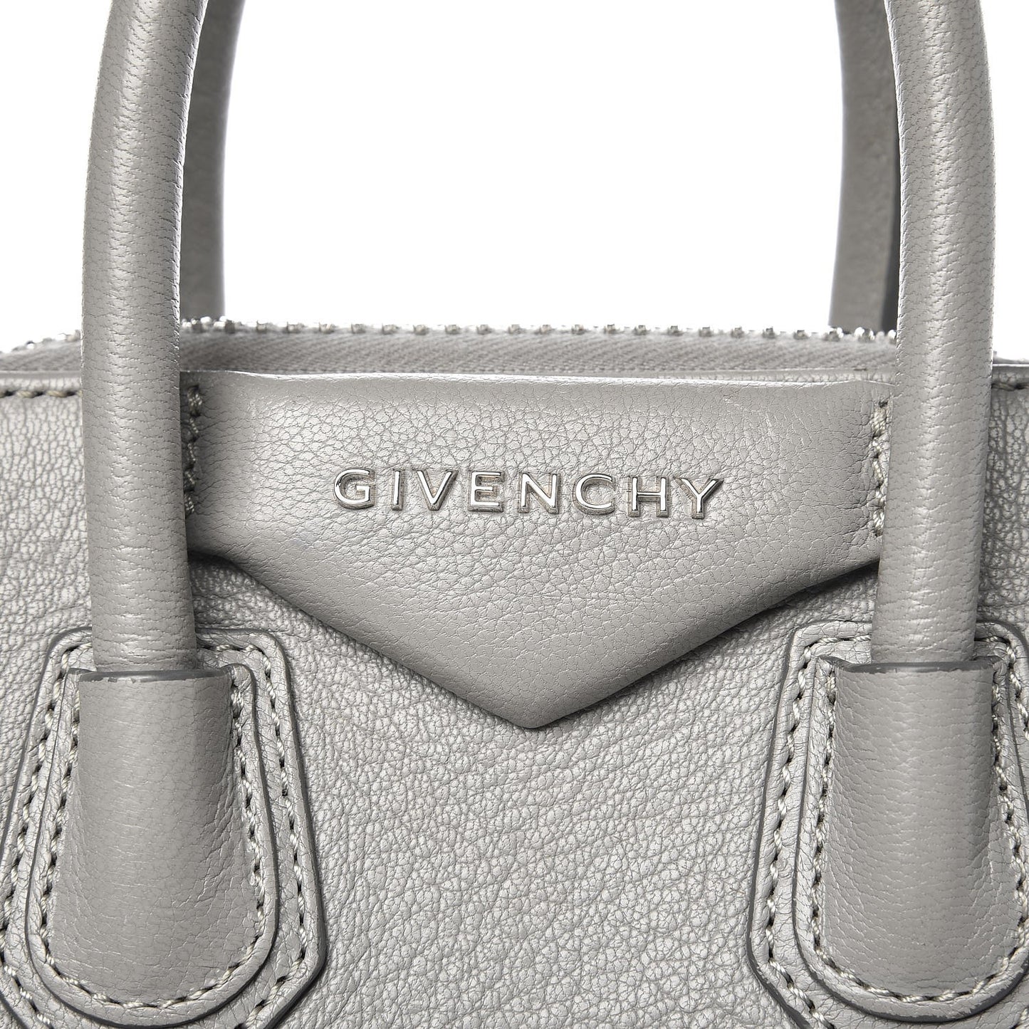Sugar Goatskin Mini Antigona Pearl Grey