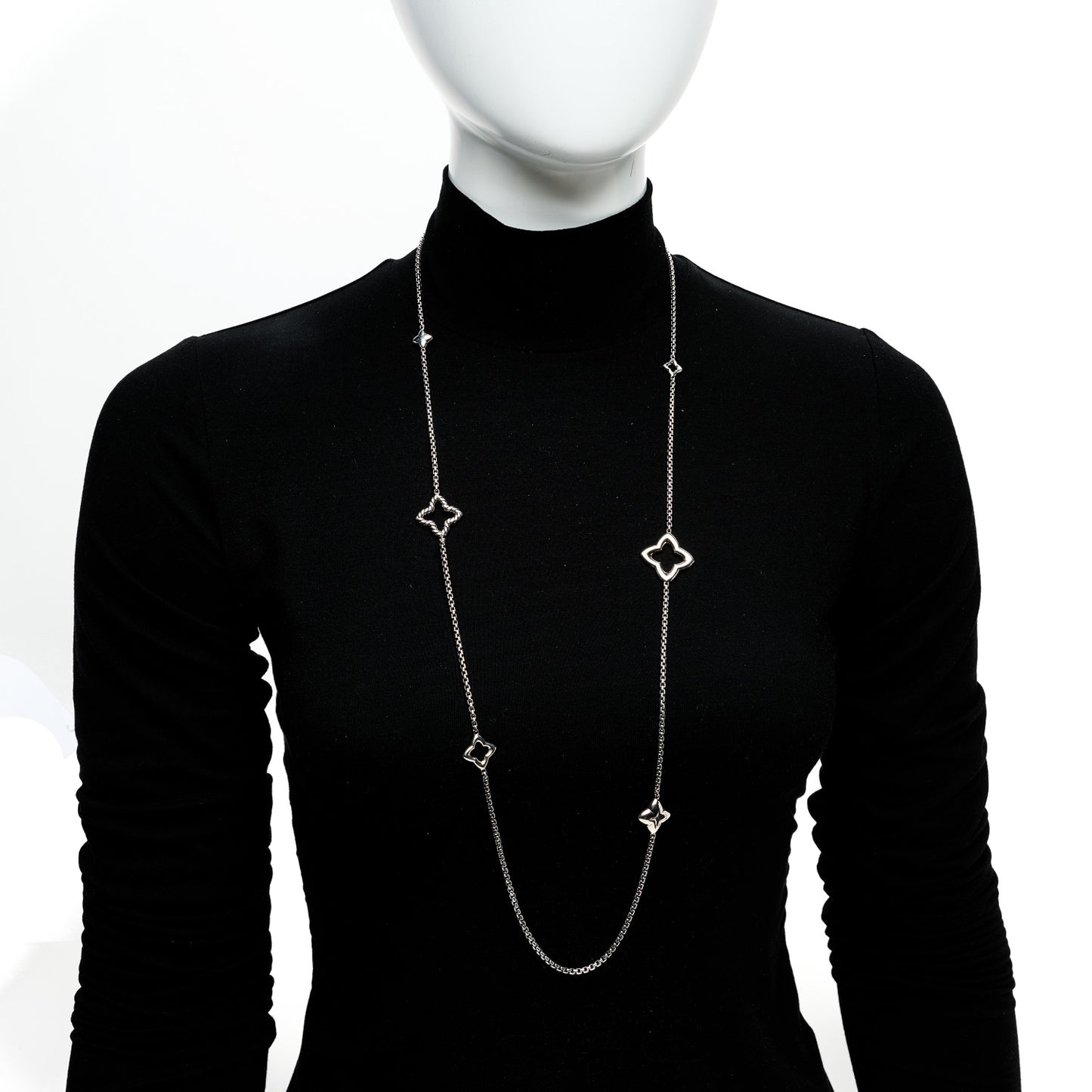 Sterling Silver 25mm Quatrefoil Chain Necklace