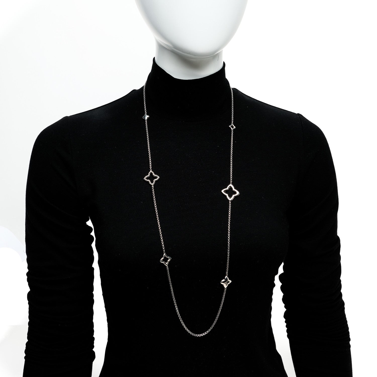 David Yurman Sterling Silver 25mm Quatrefoil Chain Necklace 2 of 4