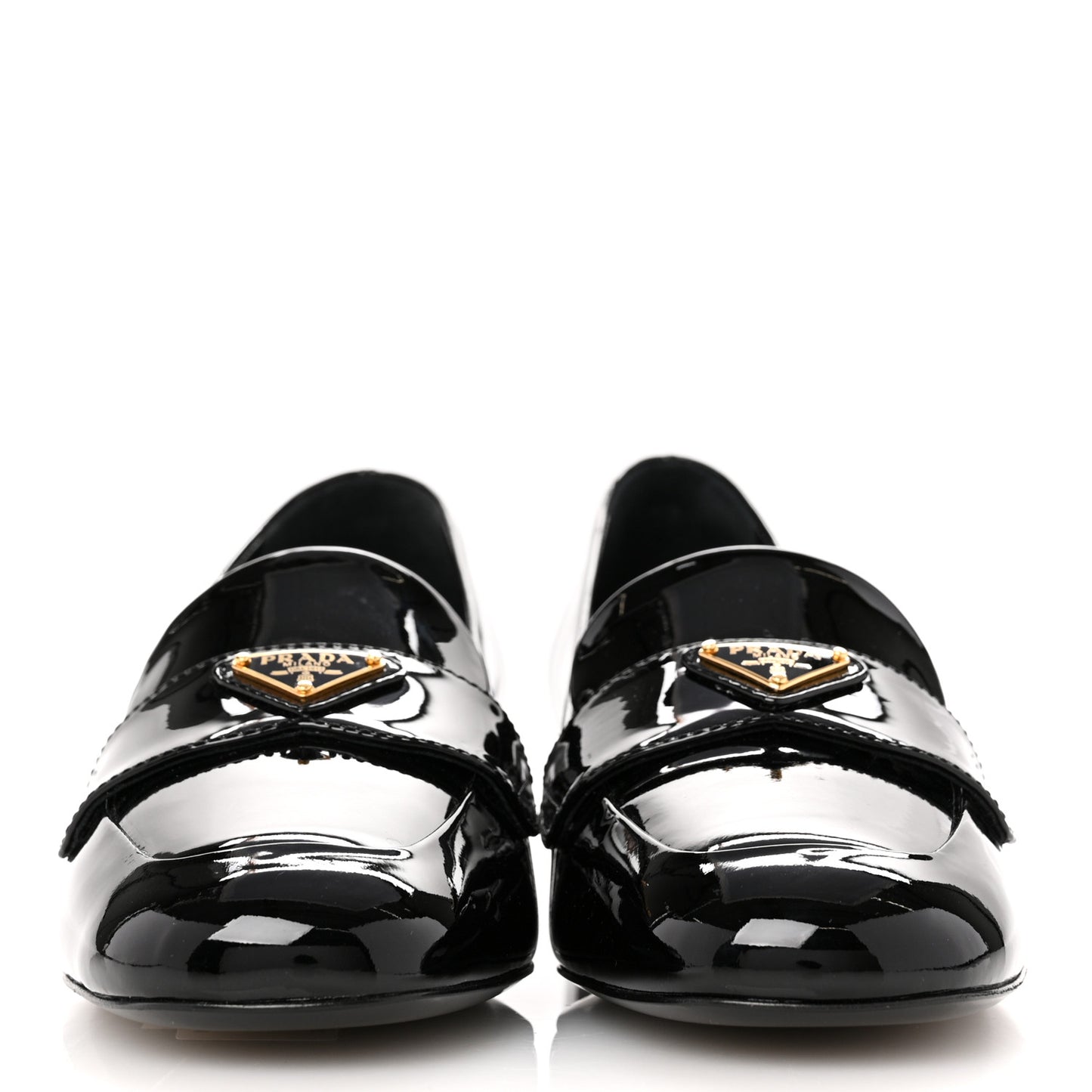 Vernice Metal Triangle Logo 35mm Loafer Pumps 36 Black