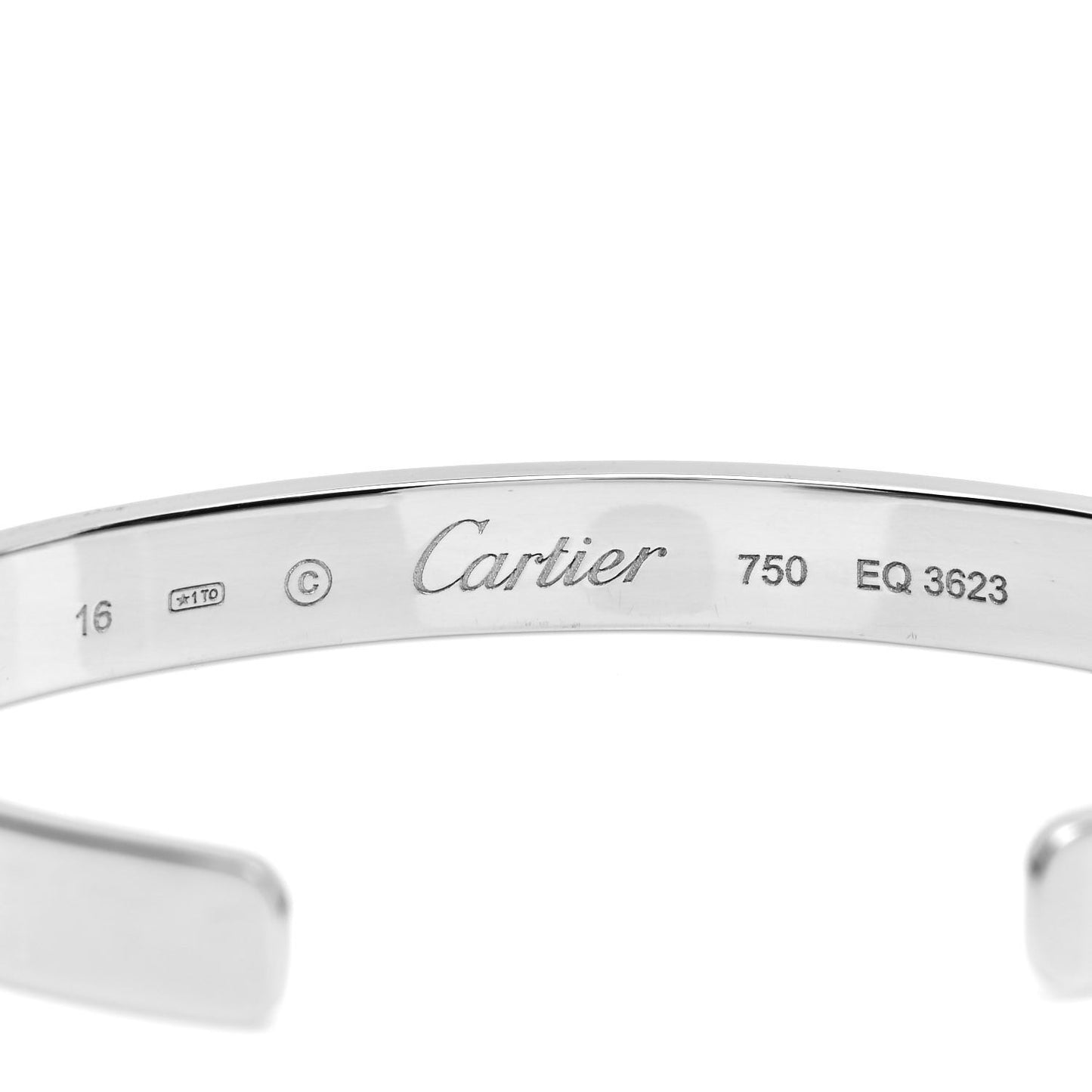 18K White Gold LOVE Cuff Bracelet 16