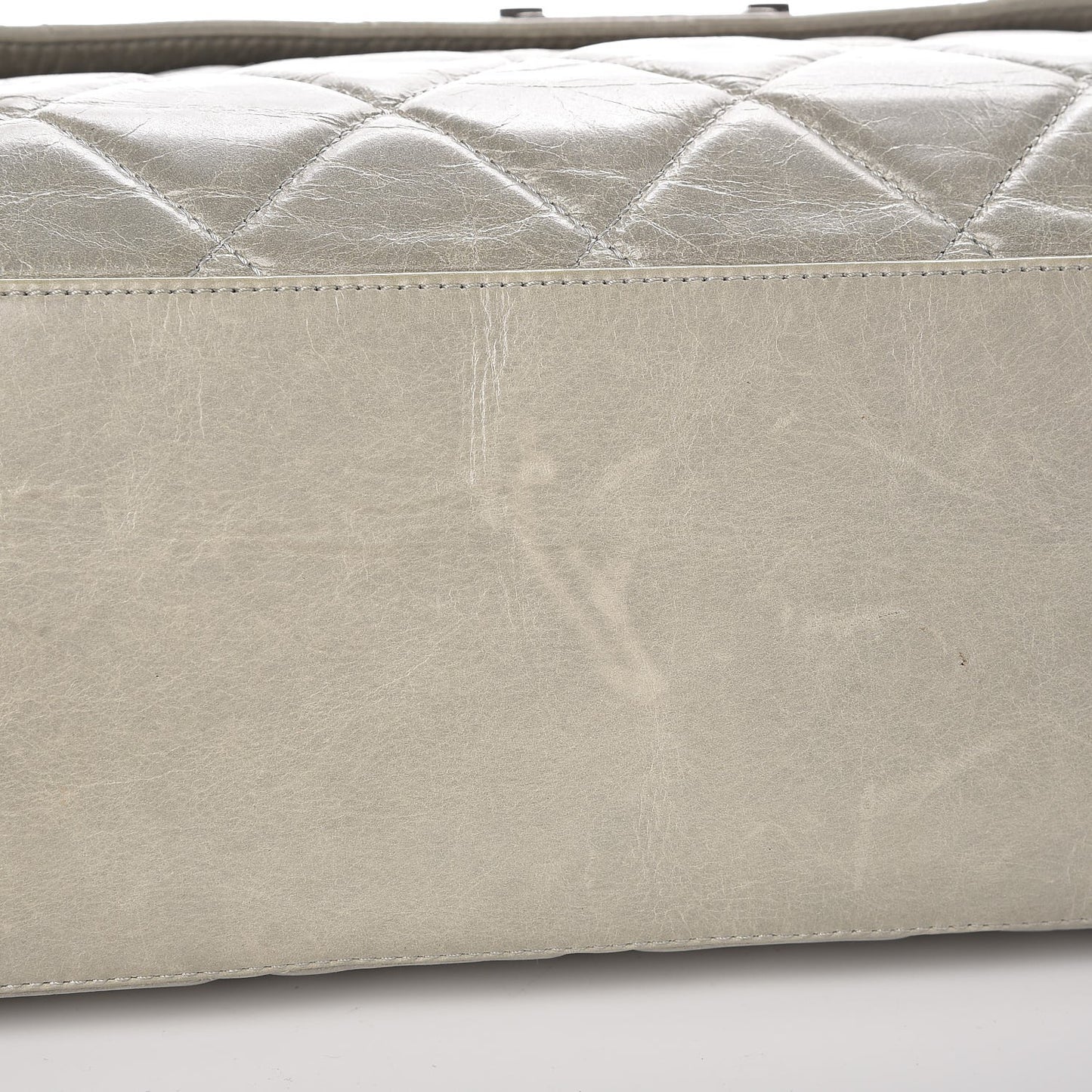 Glazed Calfskin Boy Satchel Flap Light Grey