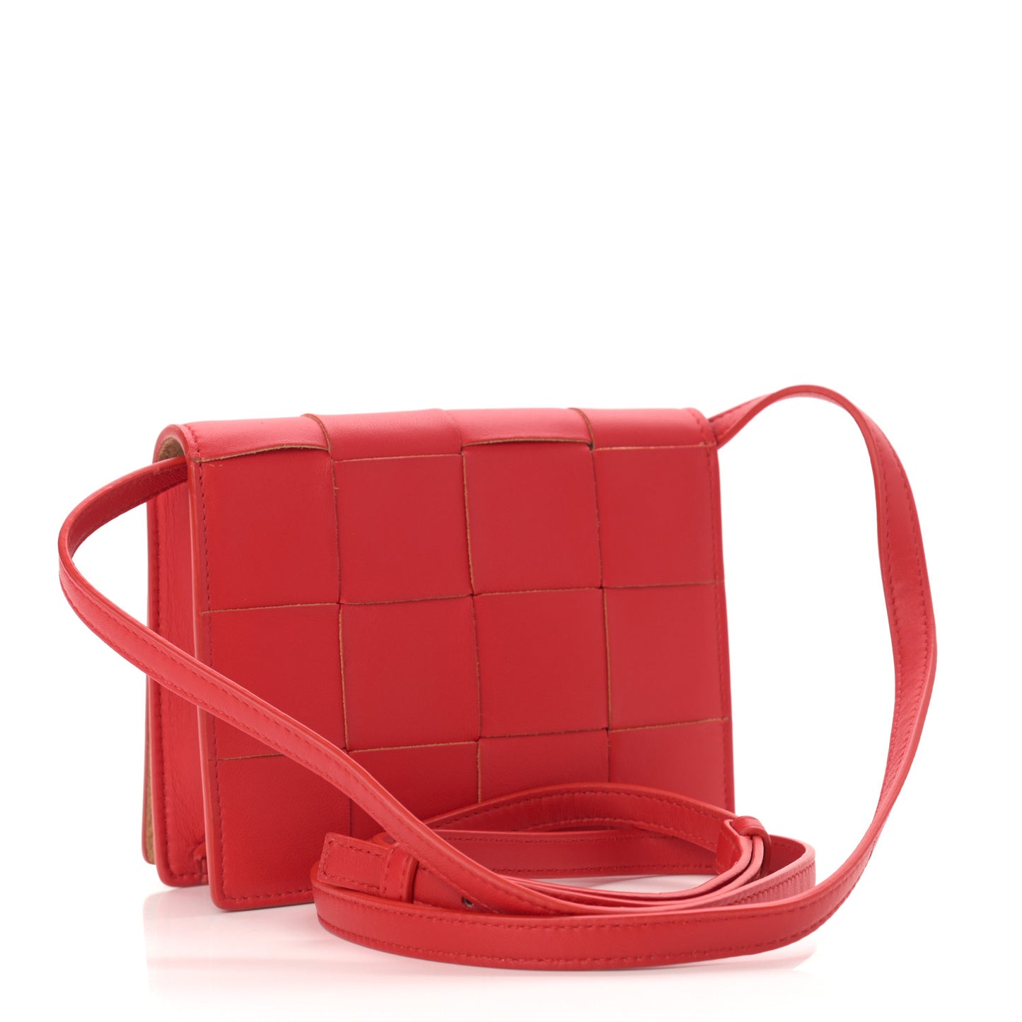 Lambskin Maxi Intrecciato Mini Cassette Crossbody Bag Bright Red