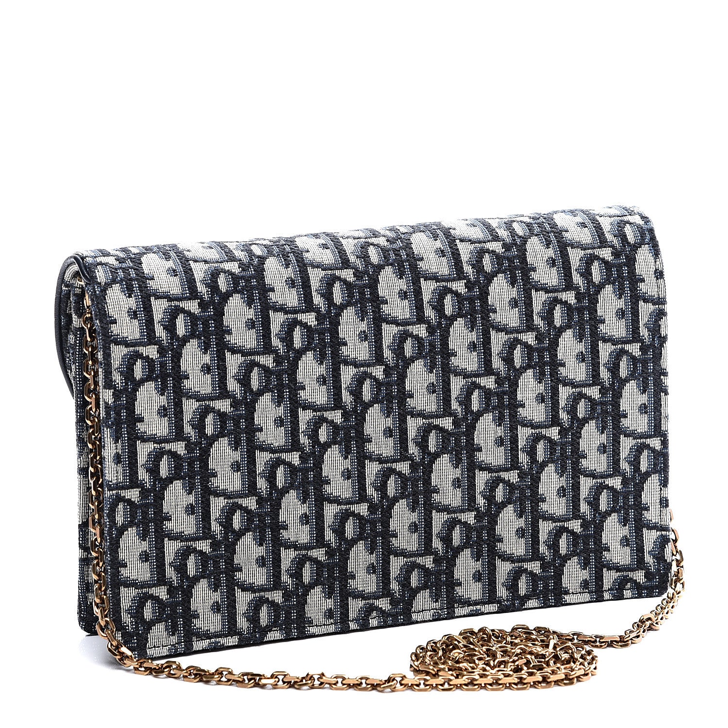 Christian Dior Oblique Saddle Chain Pouch Blue 2 of 9