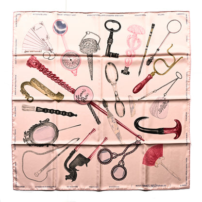Hermes Silk Nous Sommes Inseparables Scarf 90 Rose Thé Rouge H Bronze 1 of 3