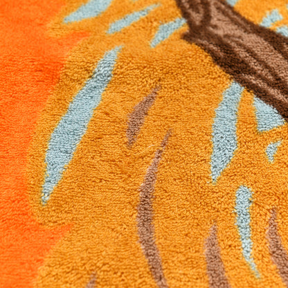 Hermes Cotton Terry Guepard Beach Towel Orange Ciel 6 of 7