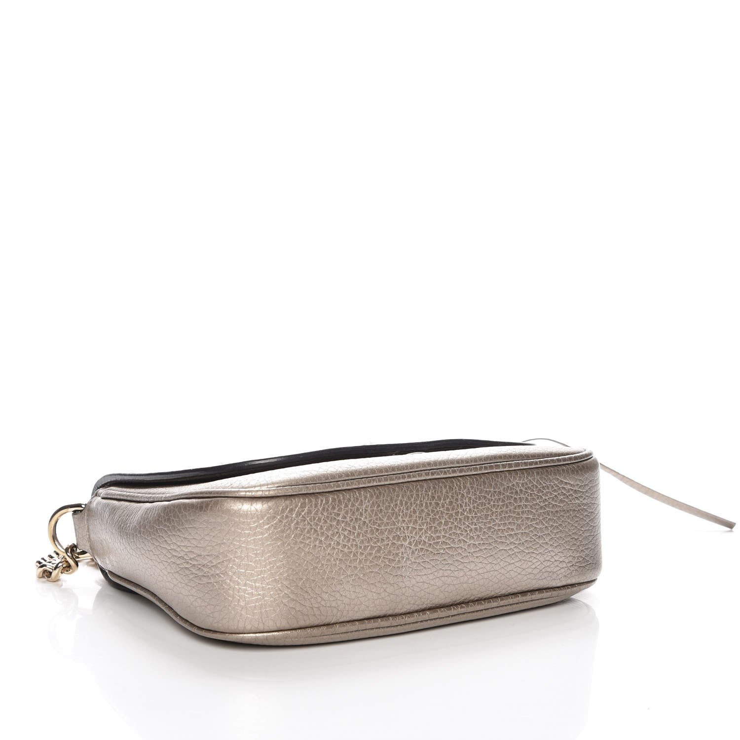 Gucci Metallic Pebbled Calfskin Small Soho Flap Crossbody Golden Beige 4 of 7