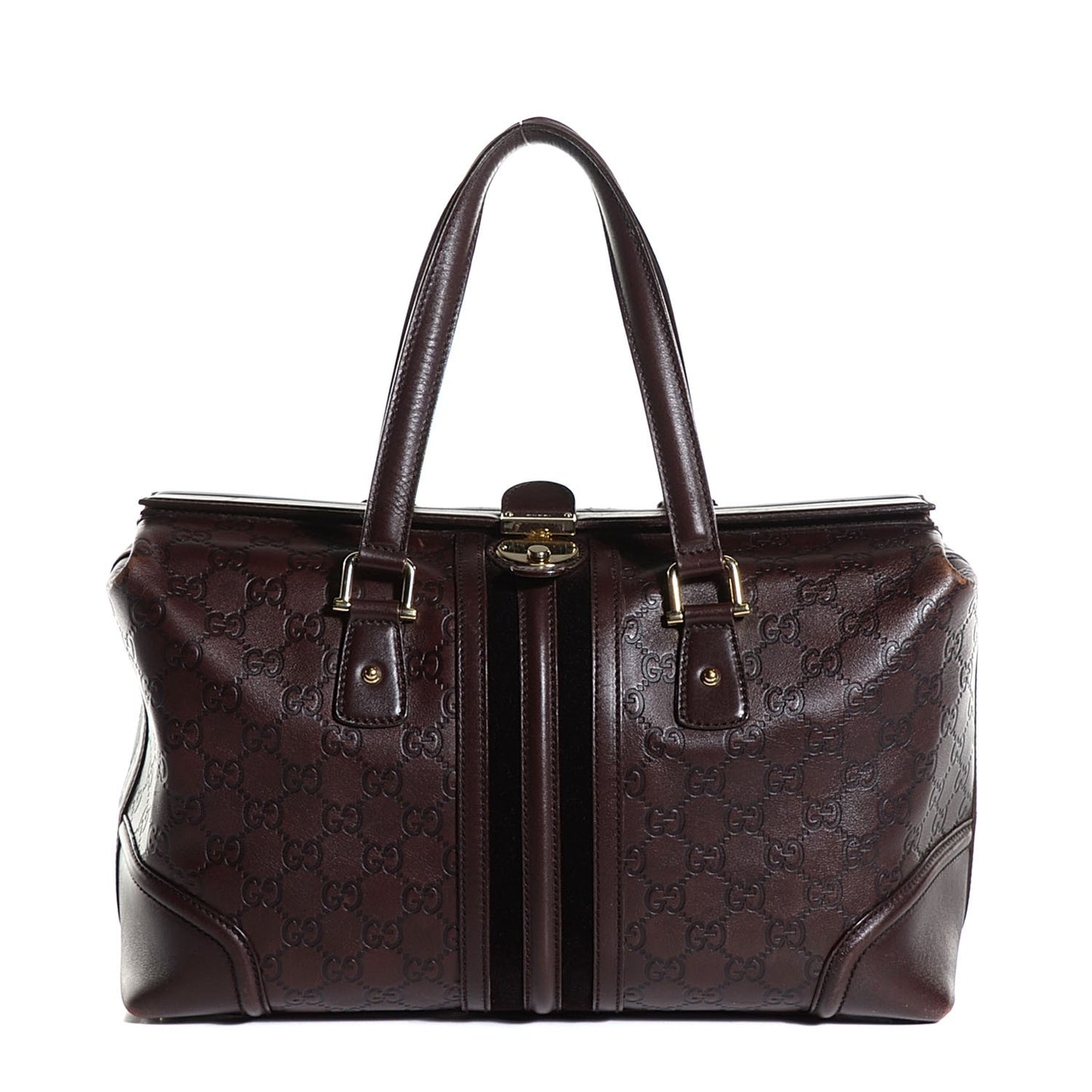 Guccissima Large Treasure Boston Dark Brown