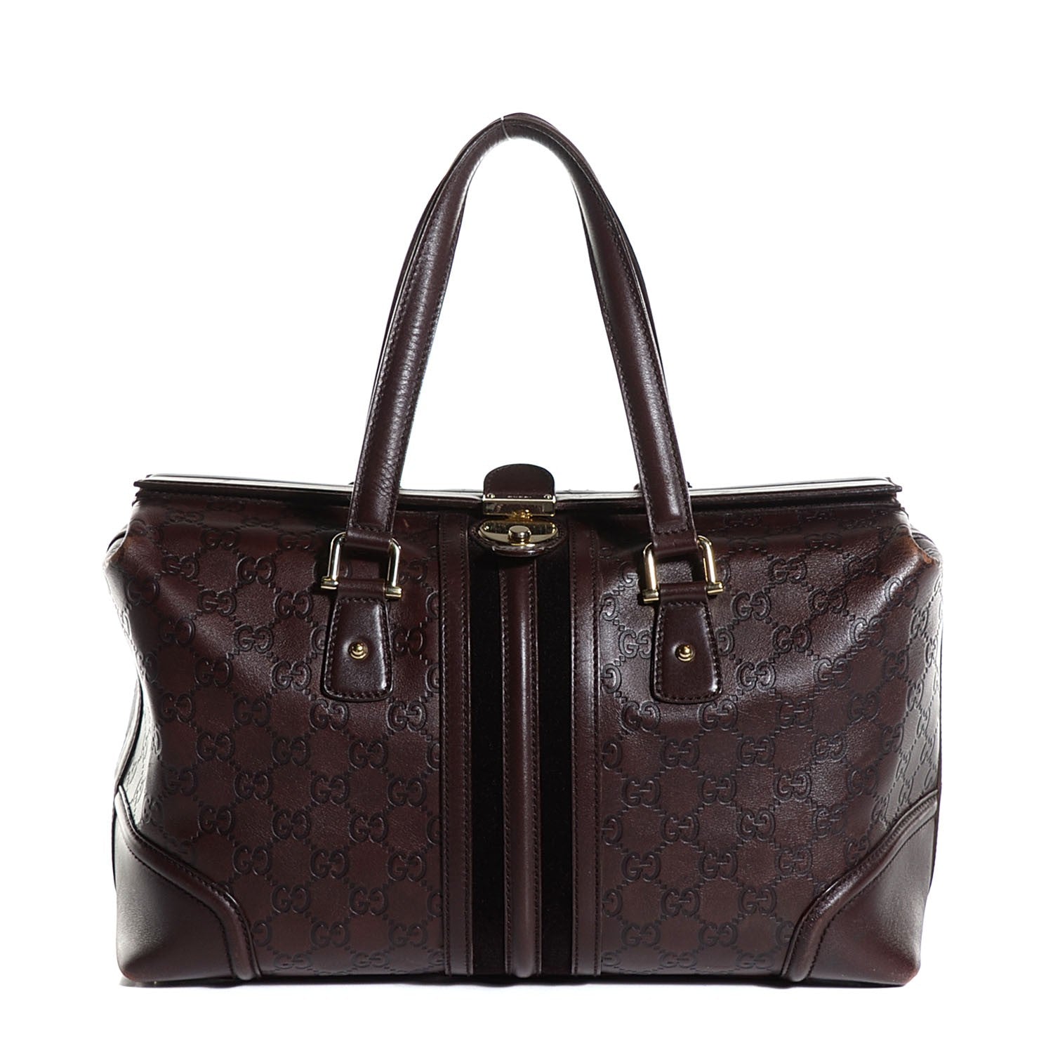 Gucci Guccissima Large Treasure Boston Dark Brown 1 of 7