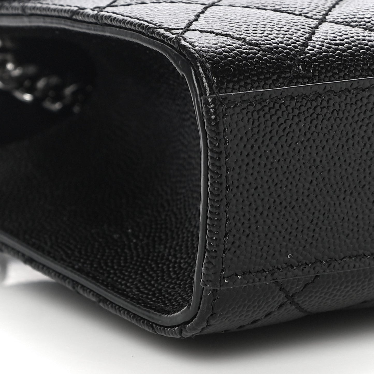 Grain De Poudre Textured Mixed Matelasse Triquilt Small Monogram Satchel Black
