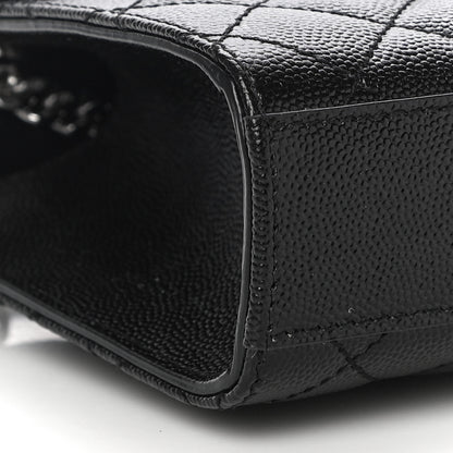 Saint Laurent Grain De Poudre Textured Mixed Matelasse Triquilt Small Monogram Satchel Black 8 of 9